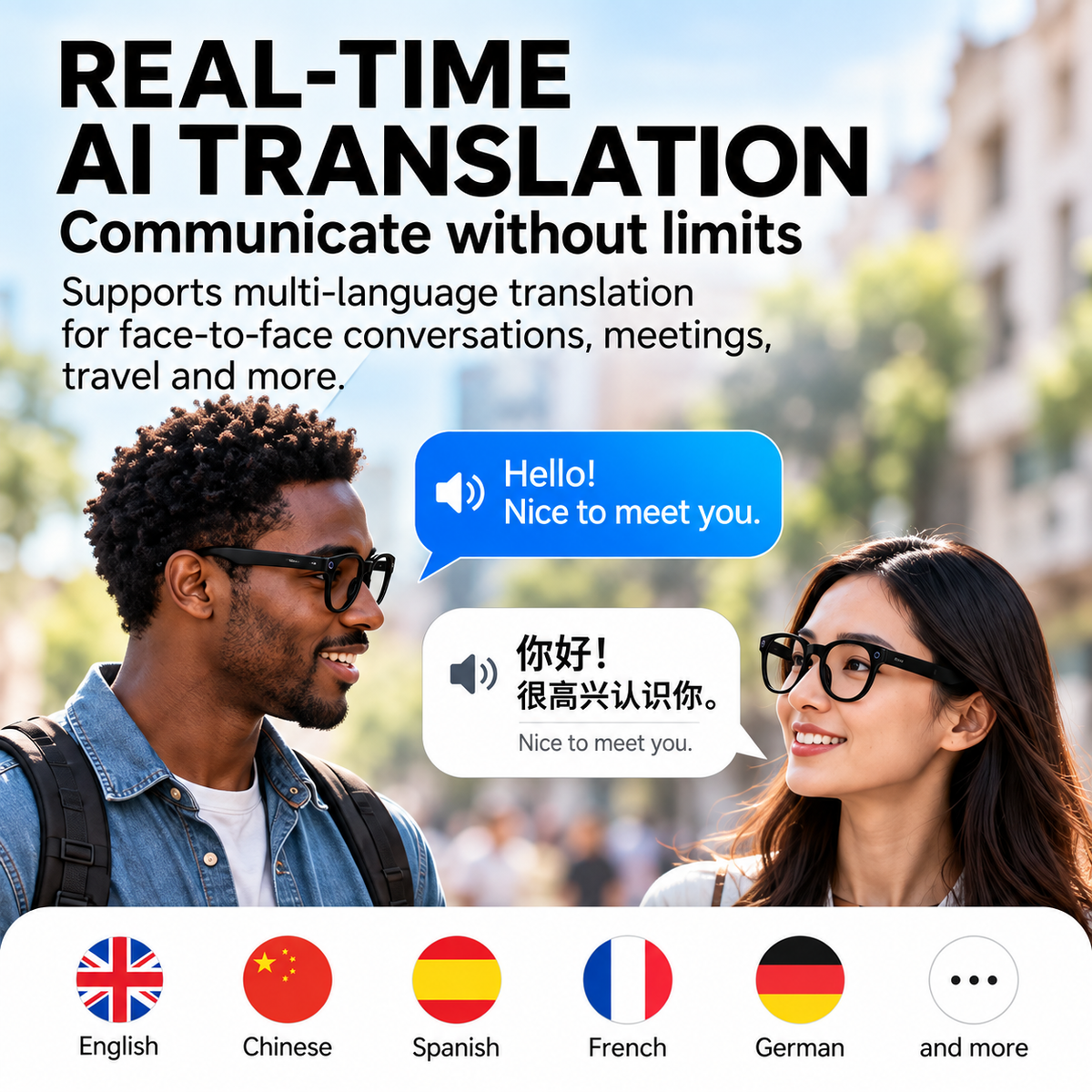 Smart Camera Glasses – Bluetooth Audio & Interchangeable Lenses
