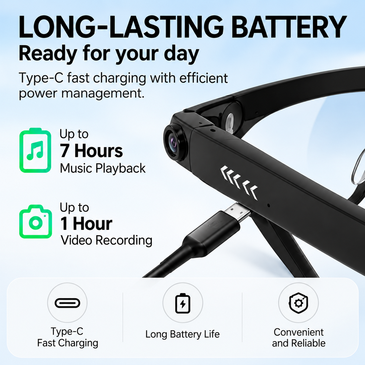 Smart Camera Glasses – Bluetooth Audio & Interchangeable Lenses
