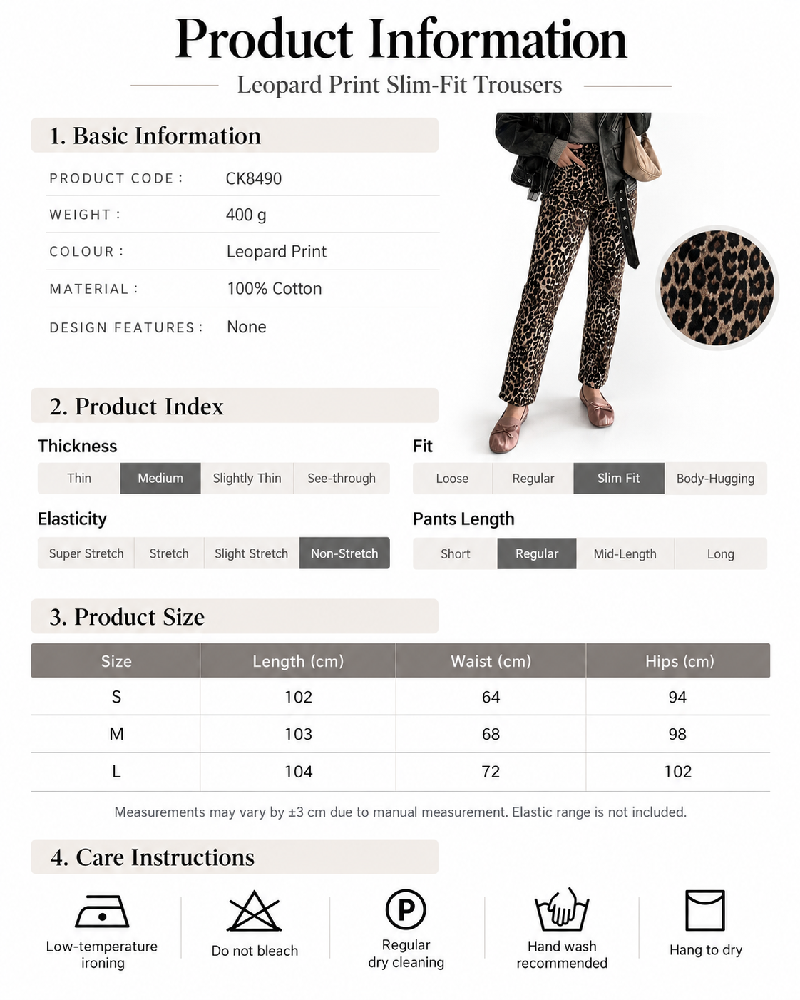 Leopard Print Slim-Fit Trousers