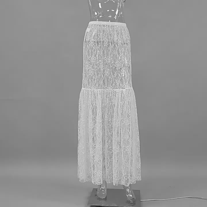 Jacquard Lace Volume Midi Skirt