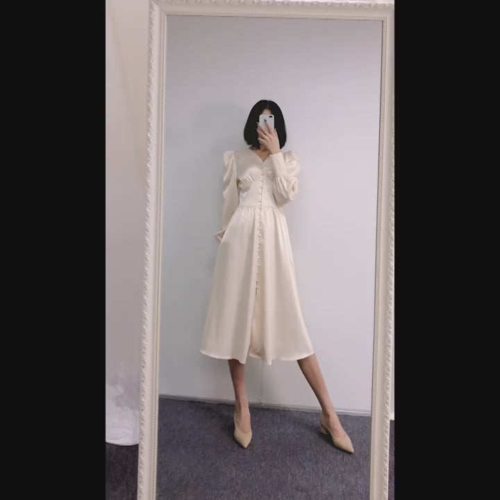 Champagne Satin Slip Dress