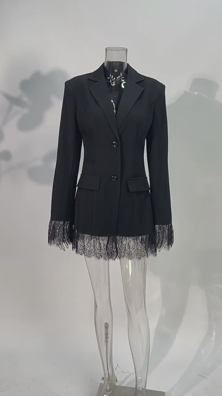 Lace Trim Power Blazer