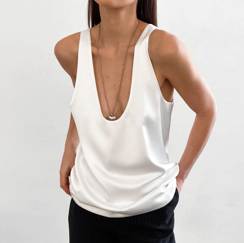 Satin U-Neck Top