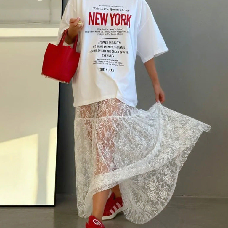 Jacquard Lace Volume Midi Skirt