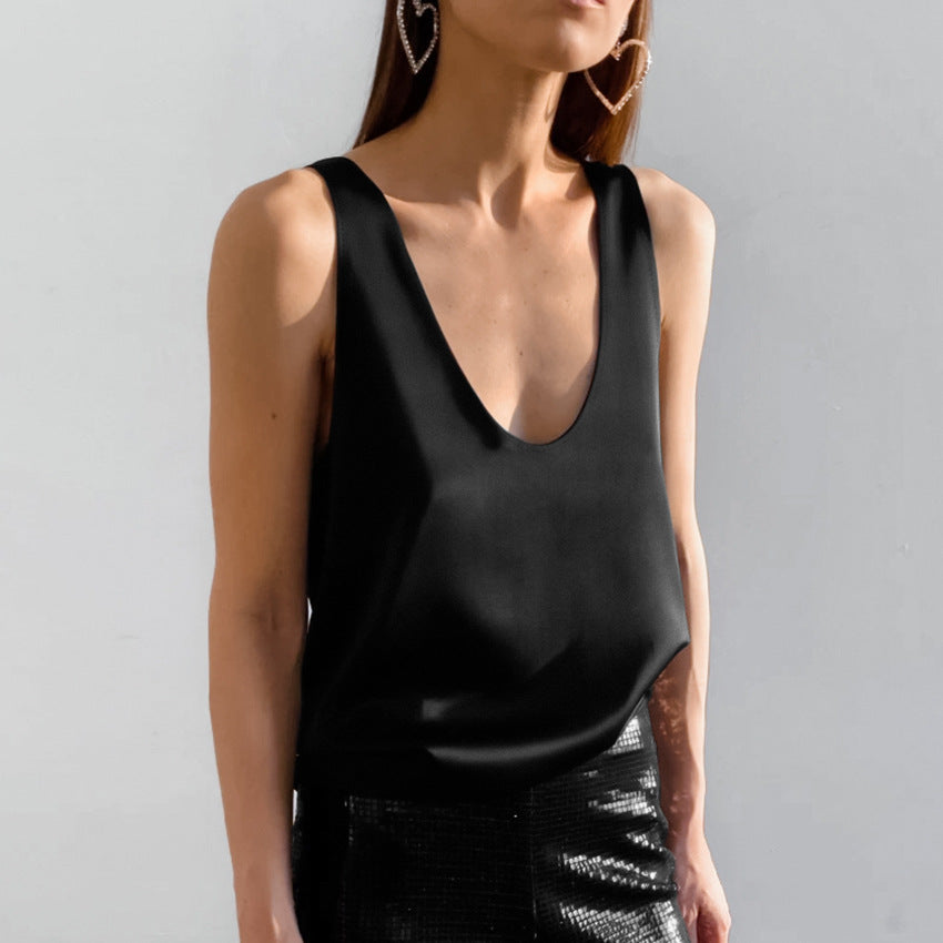Satin U-Neck Top