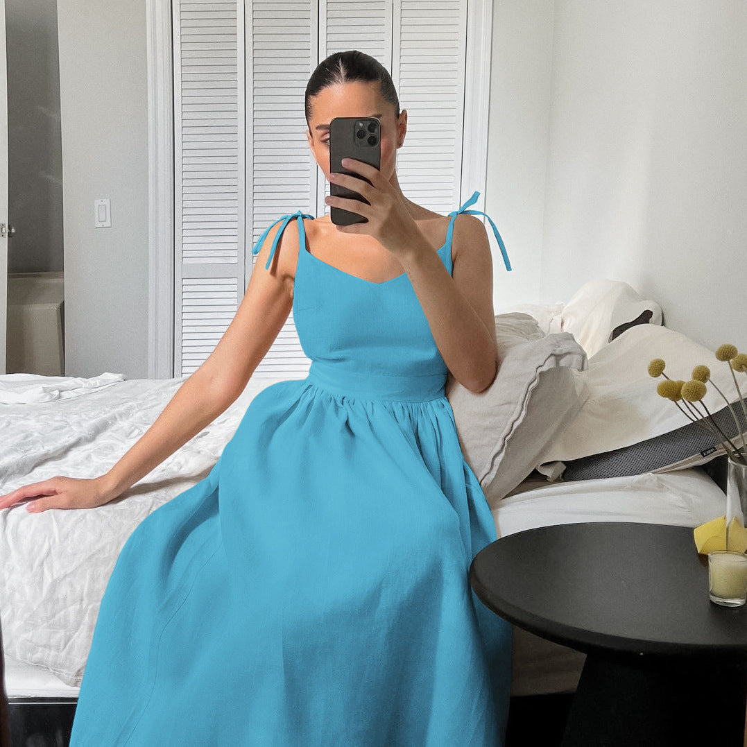 Olive Linen Cami Dress