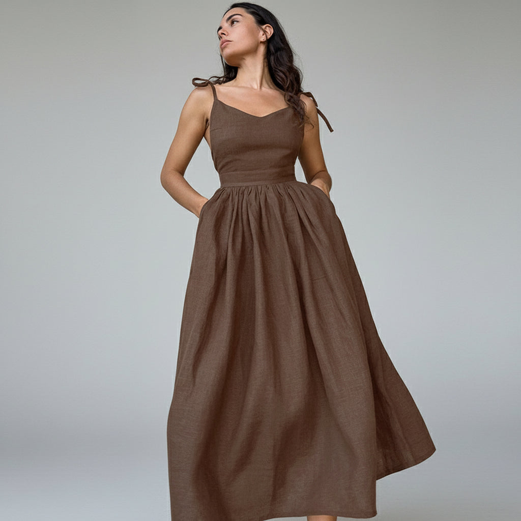 Olive Linen Cami Dress