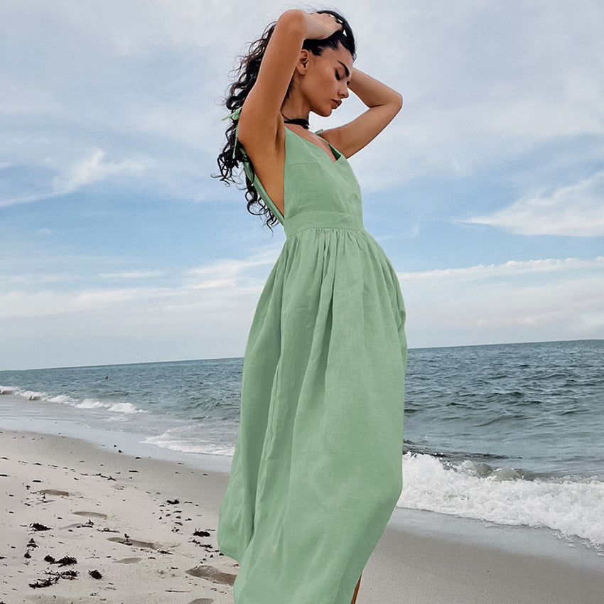 Olive Linen Cami Dress