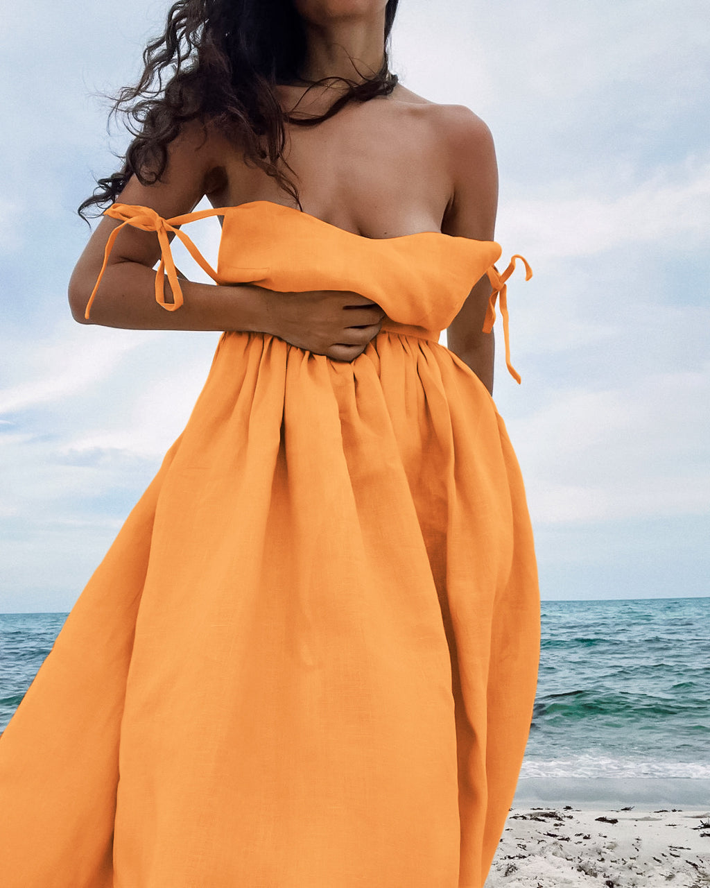 Olive Linen Cami Dress