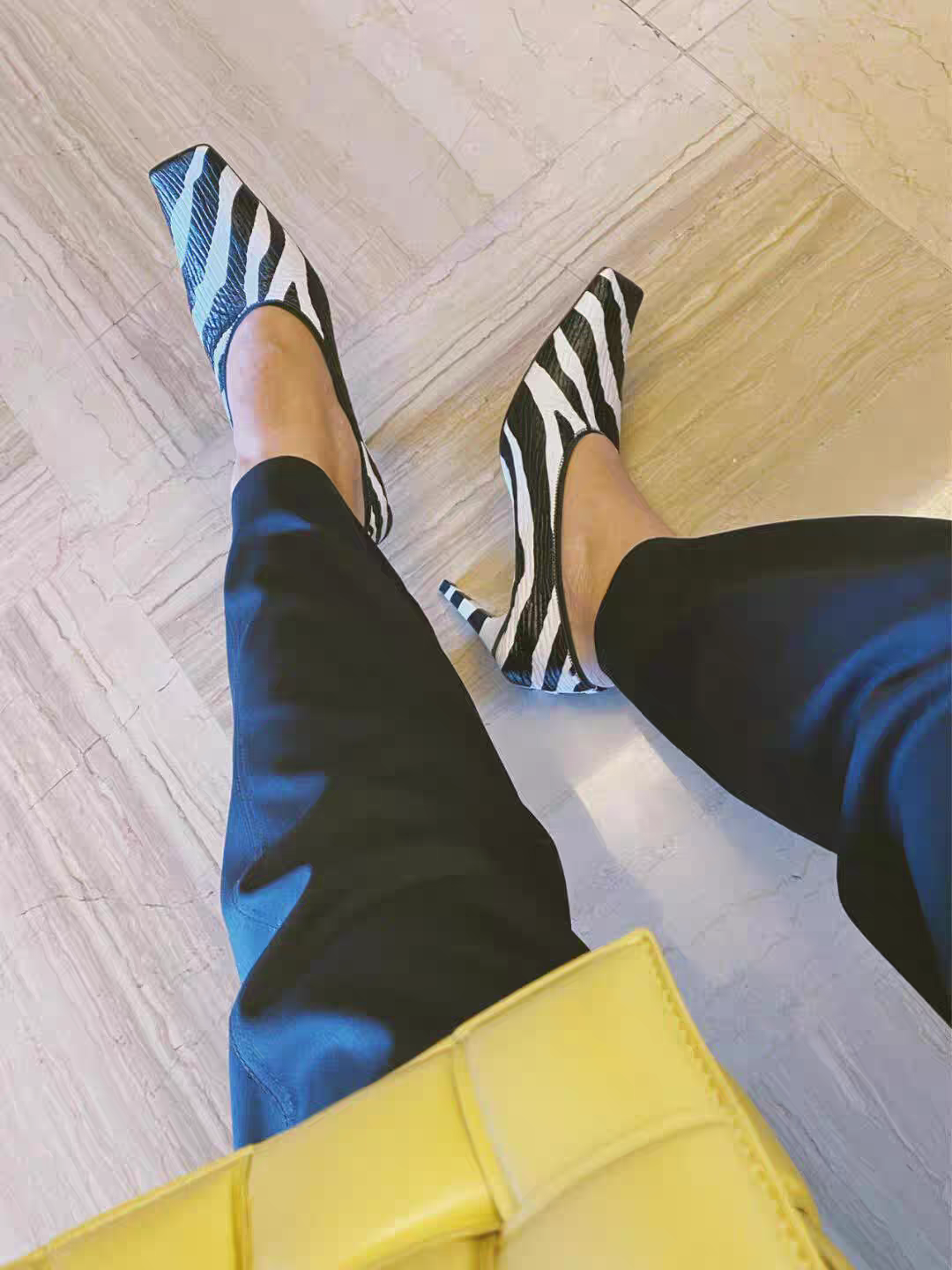 Zebra-Print Square-Toe Statement Heels
